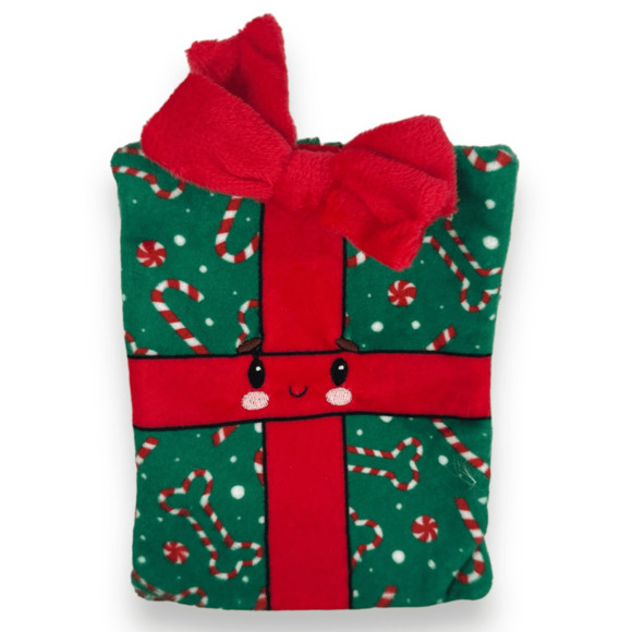 Merry and Bright Present Gift Crinkle Thrash Flat Plush Dog Toy Winter Christmas - Picture 1 of 4